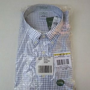 New LL Bean Long Sleeve Plaid Checkered Shirt Blue